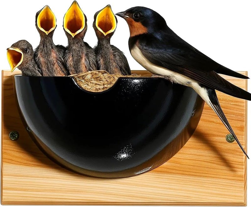 CEDAR ALPHA Swallow Houses for Outside, Tree Barn Swallow HDPE Composite Material Everlasting Nesting House Nest Box, Cedar Hanging Board Everlasting Under Roof 10"*4"*5.6" Large Copacity Inside Spaces - Image 1